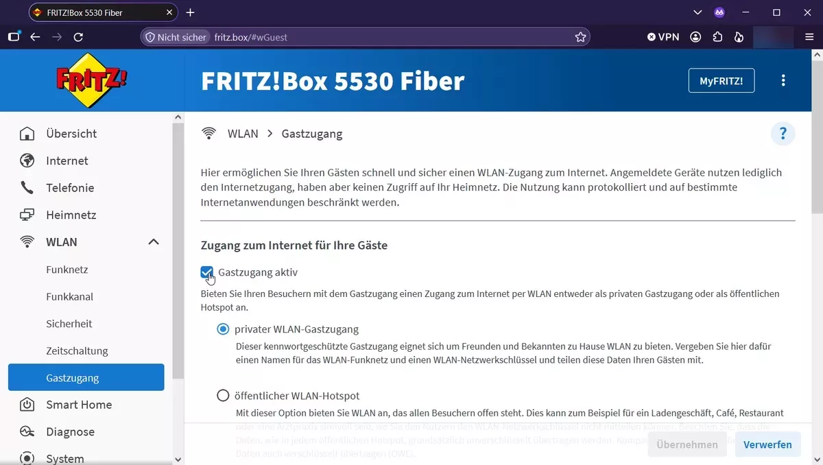 WLAN-Gastzugang in der FRITZ!Box aktivieren