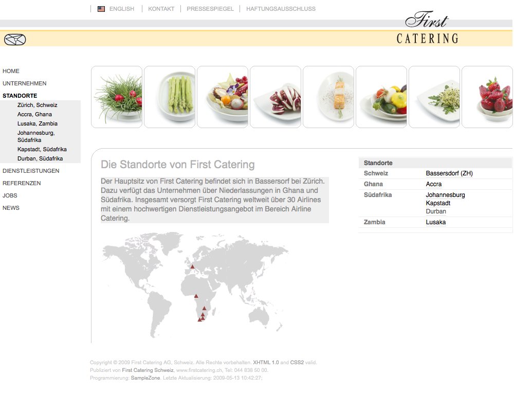 Webauftritt für weltweit tätigen Airline Caterer inkl. Standort Datenbank für Factsheet Generierung Web-to-print. - 1