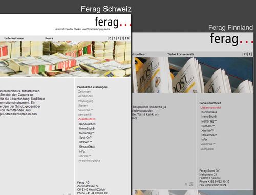 Ferag.com - Multi-Site CMS mit  Inhaltsvererbung