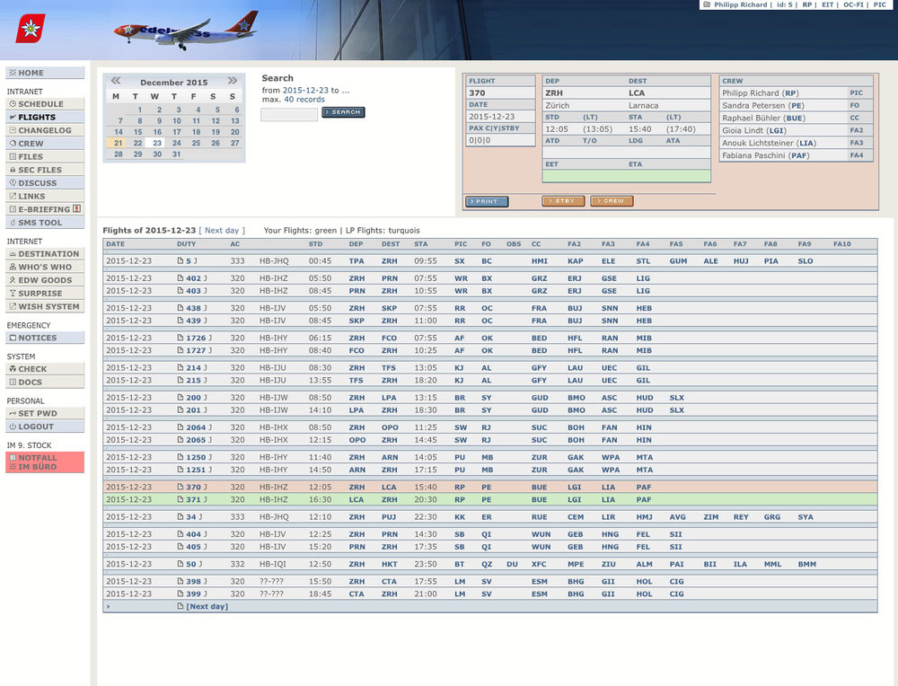 Täglicher zentraler Kommunikations- und Informations-Mittelpunkt von allen Flightattends und Piloten von Edelweiss Air. - 2