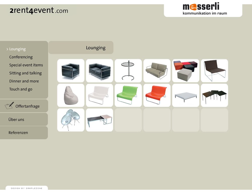 Designer Mobiliar mieten für einen erfolgreichen Event. Design, Usability und Programmierung durch SampleZone. - 1