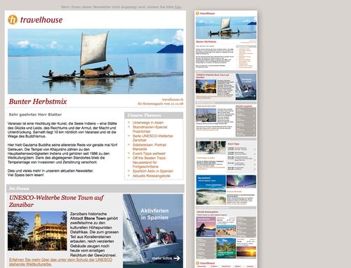 Travelhouse - Newsletter Webdesign und Template