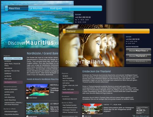 Reise Website verwaltet über Multisite CMS