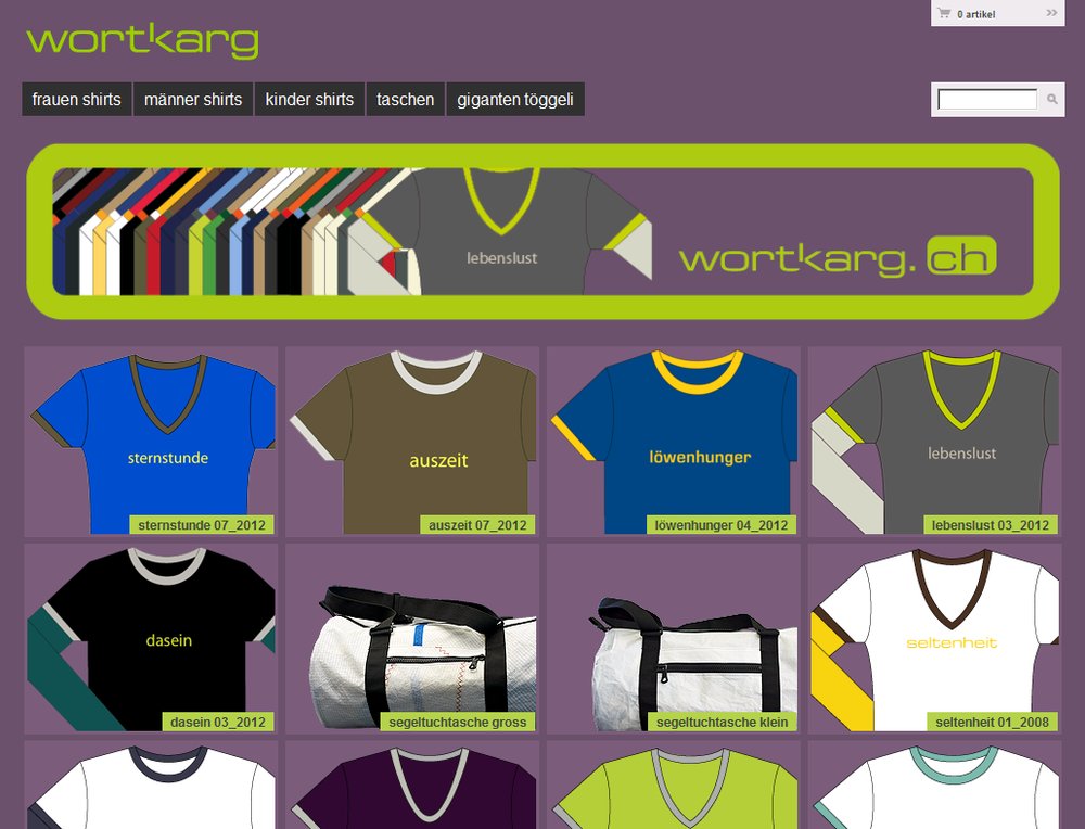 Wortkarg.ch – Cloud Shop rasch aufgesetzt, konfiguriert und Umsetzung des Agentur Designs als Shop-Template. Ausbau erweiterter Funktionalität dank eingebautem API.