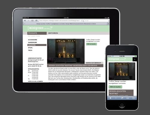 Mintgreen - Website mit Online-Katalog