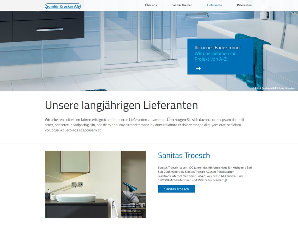 Mobil optimierte Website ersetzt alten Webauftritt eines Sanitärbetriebs. A bis Z Betreuung des Kunden inkl. Inhaltserstellung und -pflege. - 1