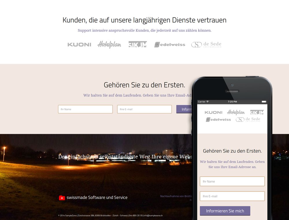 Landing Page zur Darstellung eines Dienstleistungsangebots. Responsive Design für optimierte Darstellung auf mobilen Geräten. - 2