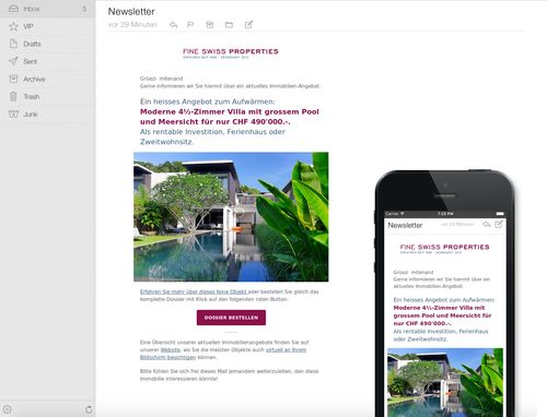 Responsive Immobilien-Newsletter mit Angebots-Highlights